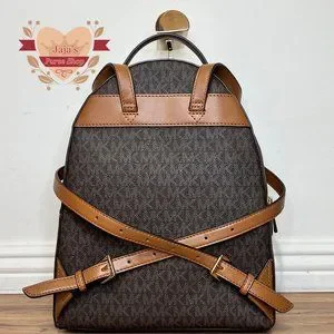 ?Michael Kors Logo-Print Coated Canvas Backpack? Michael Kors Brown Coated Canvas Rhea Mini Backpack Michael  main image 2